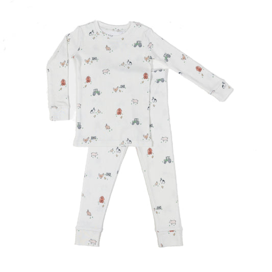 Farm Animals Cream Two-Piece Pajama Set