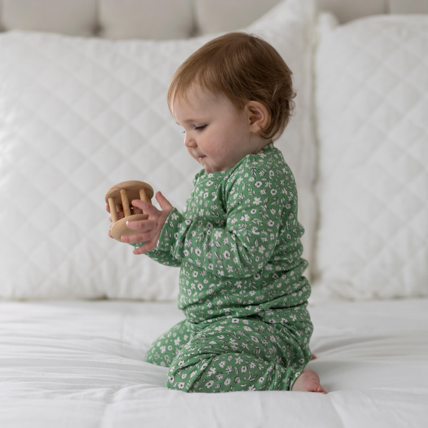 Floral Green Two-Piece Pajama Set