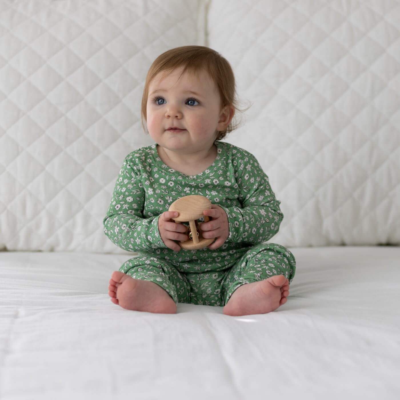 Floral Green Two-Piece Pajama Set