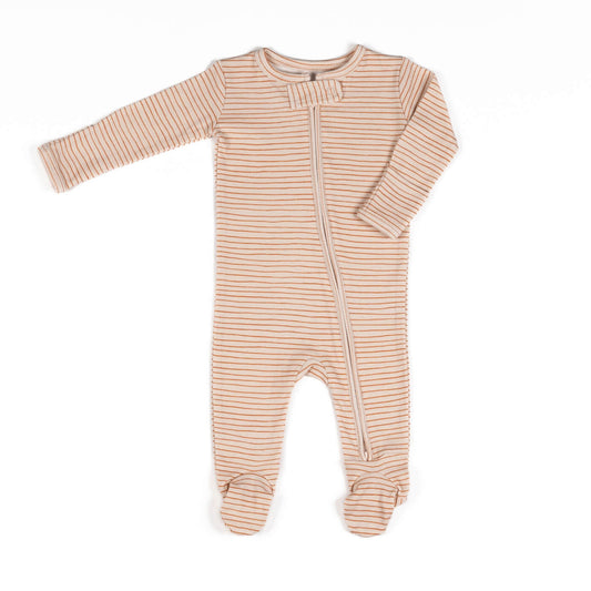 Playful Coral Stripe Footed Sleeper